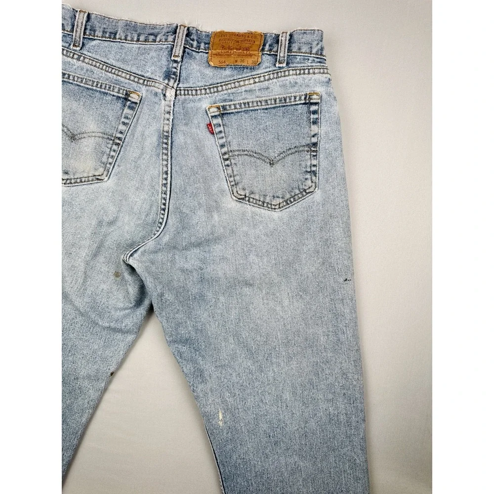 Vintage 90s Levi's 554 Jeans 35x30 USA Made Distressed Paint Workwear Denim